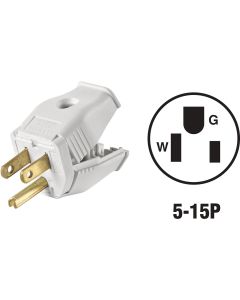 Leviton 15A 125V 3-Wire 2-Pole Clamp Tight Cord Plug, White