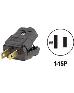 Leviton 15A 125V 2-Wire 2-Pole Hinged Cord Plug, Black