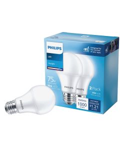 Philips 75W Equivalent Daylight A19 Medium LED Light Bulb (2-Pack)