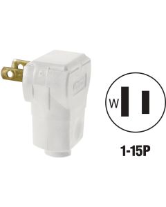 Leviton 15A 125V 2-Wire 2-Pole Angle Cord Plug, White