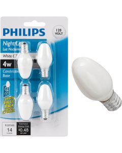 Philips 4W White Candelabra C7 Incandescent Night Light Bulb (4-Pack)