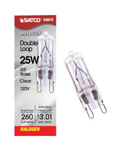 Satco 25W 120V Clear Double Loop Base T4 Halogen Special Purpose Light Bulb