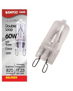 Satco 60W 120V Clear Double Loop Base T4 Halogen Special Purpose Light Bulb