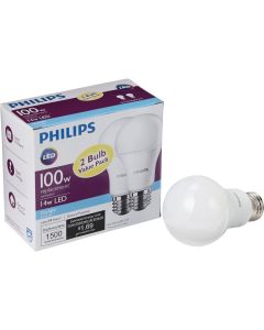 Philips 100W Equivalent Daylight A19 Medium LED Light Bulb (2-Pack)