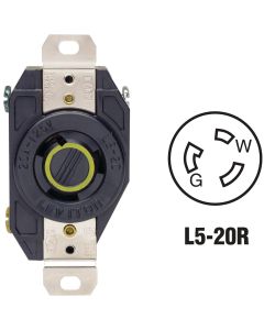 Leviton 20A 125V Black Industrial Grade L5-20R Locking Outlet Receptacle