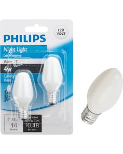 Philips 4W White Candelabra C7 Incandescent Night Light Bulb (2-Pack)