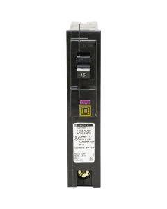 Square D Homeline 15A Single-Pole CAFCI Plug-On Neutral Dual Function Circuit Breaker