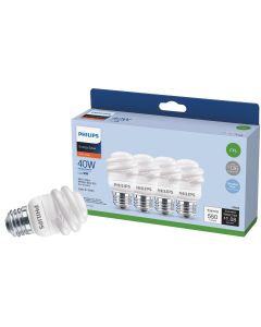 Philips Energy Saver 40W Equivalent Soft White Medium Base T2 Spiral CFL Light Bulb (4-Pack)