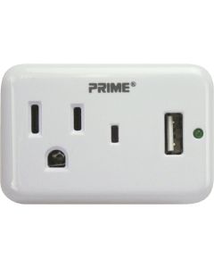 Prime Wire & Cable 1 Power & 1 USB White Wall Charger