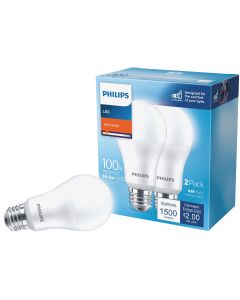 Philips 100W Equivalent Soft White A19 Medium LED Light Bulb (2-Pack)