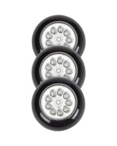 Light It 9-Bulb Black LED Battery Tap Light (3-Pack)