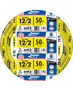 Romex 50 Ft. 12/2 Solid Yellow NMW/G Electrical Wire