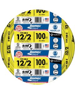 Romex 100 Ft. 12/2 Solid Yellow NMW/G Electrical Wire