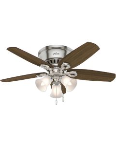 Hunter Builder Low Profile 42 In. Brushed Nickel Ceiling Fan with Light Kit