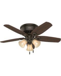 Hunter Builder Low Profile 42 In. New Bronze Ceiling Fan with Light Kit