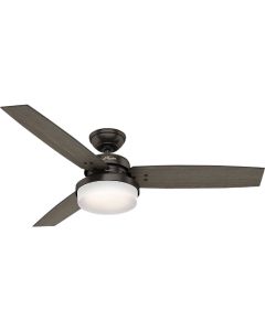 Hunter Sentinel 52 In. Premier Bronze Ceiling Fan with Light Kit and Handheld Remote Control