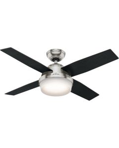 Hunter Dempsey 44 In. Brushed Nickel Ceiling Fan with Light Kit and Handheld Remote Control