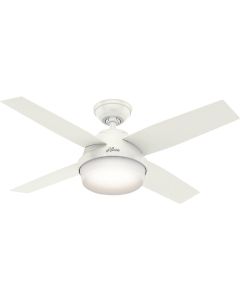 Hunter Dempsey 44 In. Fresh White Ceiling Fan with Light Kit and Handheld Remote Control