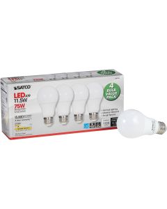 Satco 75W Equivalent Warm White A19 Medium LED Light Bulb (4-Pack)