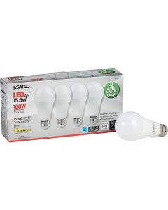 Satco 100W Equivalent Warm White A19 Medium LED Light Bulb (4-Pack)