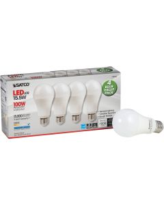 Satco 100W Equivalent Natural Light A19 Medium LED Light Bulb (4-Pack)