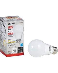 Satco 60W Equivalent Warm White A19 Medium Dimmable LED Light Bulb