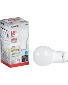 Satco 60W Equivalent Warm White A19 GU24 LED Light Bulb