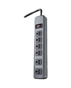 Woods 6-Outlet Gray Power Strip with 5 Ft. Cord