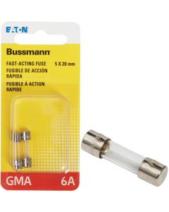 Bussmann 6A GMA Glass Tube Electronic Fuse (2-Pack)