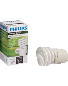 Philips Energy Saver 60W Equivalent Cool White GU24 Base Spiral CFL Light Bulb