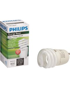 Philips Energy Saver 60W Equivalent Warm White GU24 Base Spiral CFL Light Bulb