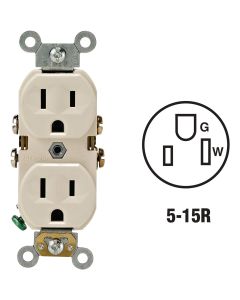 Leviton 15A Light Almond Commercial Grade 5-15R Duplex Outlet