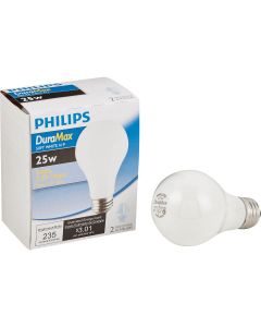 Philips Duramax 25W Frosted Soft White Medium Base A19 Incandescent Light Bulb (2-Pack)