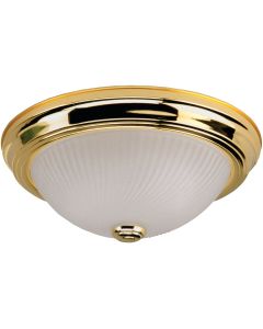 Home Impressions 11 In. Polished Brass Incandescent Flush Mount Ceiling Light Fixture