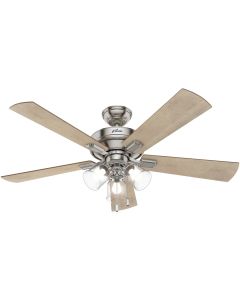 Hunter Crestfield 52 In. Brushed Nickel Ceiling Fan with Light Kit