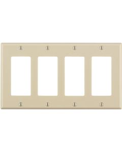 Leviton Decora 4-Gang Smooth Plastic Rocker Decorator Wall Plate, Light Almond