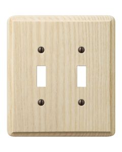 Amerelle 2-Gang Solid Ash Toggle Switch Wall Plate, Unfinished Ash