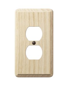 Amerelle 1-Gang Solid Oak Outlet Wall Plate, Unfinished Ash