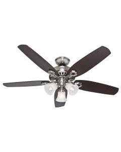 Hunter Builders Plus 52 In. Brushed Nickel Ceiling Fan with Light Kit