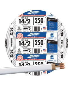 Romex 250 Ft. 14/2 Solid White NMW/G Electrical Wire