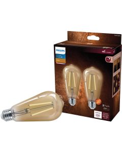 Philips Vintage 40W Equivalent Amber ST19 Medium LED Decorative Light Bulb (2-Pack)