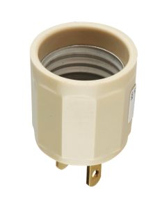 Leviton 600W 125V Ivory Outlet to Light Socket Adapter