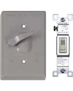 Southwire Single Toggle Vertical Mount Gray Weatherproof Cover with Single Pole 15A Switch