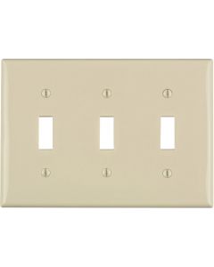 Leviton 3-Gang Thermoplastic Nylon Toggle Switch Wall Plate, Light Almond