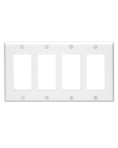 Leviton Decora 4-Gang Smooth Plastic Rocker Decorator Wall Plate, White