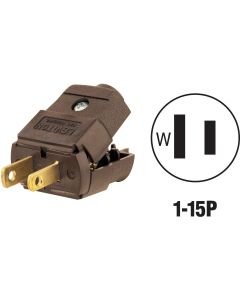 Leviton 15A 125V 2-Wire 2-Pole Hinged Cord Plug, Brown