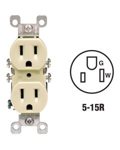 Leviton 15A Ivory Residential Grade 5-15R Copper/Aluminum Duplex Outlet