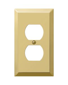 Amerelle 1-Gang Stamped Steel Outlet Wall Plate, Polished Brass