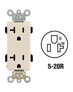 Leviton Decora Plus 20A Light Almond Residential Grade 5-20R Duplex Outlet