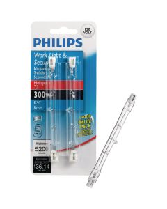 Philips 300W 120V Clear RSC Base T3 Work Light Bulb (2-Pack)